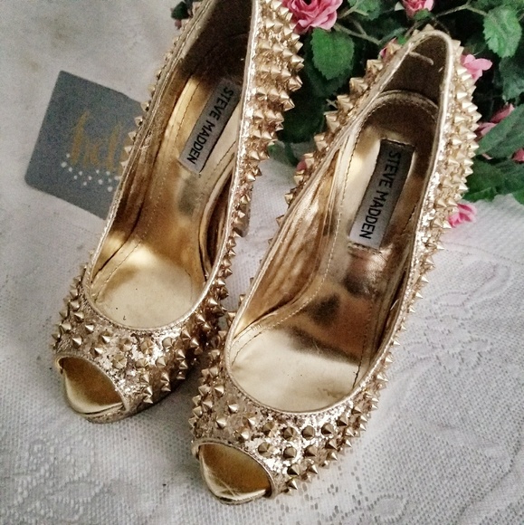 Steve Madden Shoes - Steve Madden Gold Spiked Heels